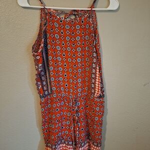 Red and Blue Patterned Romper Sz S